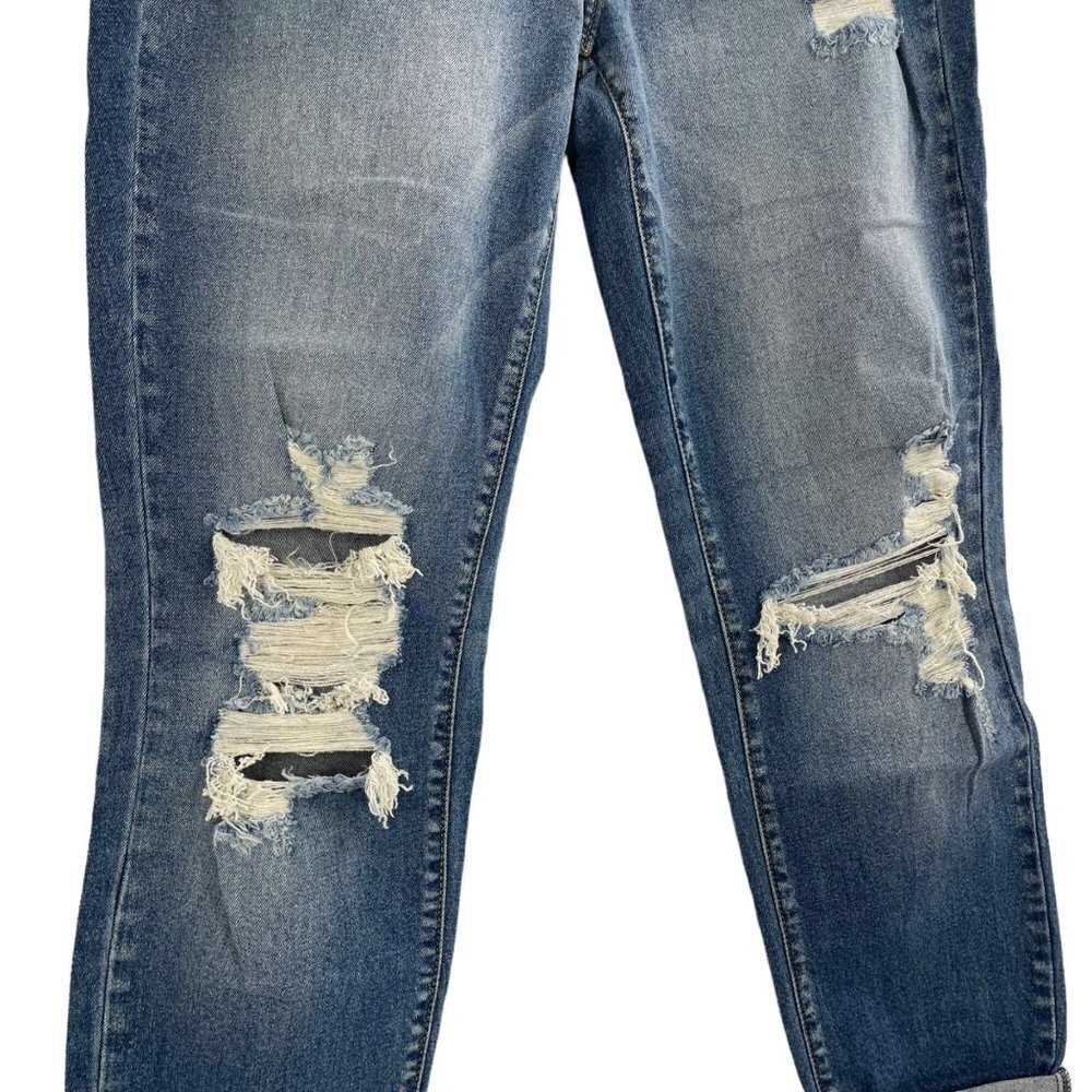 NWT Kancan Gainesville High Rise Folded Hem Skinny Distressed Jeans Womens 28 - Picture 2 of 11